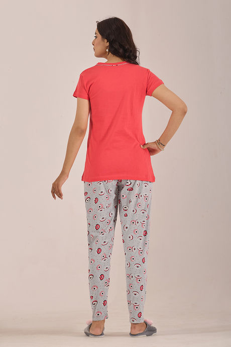Sweet Moon Knit Cotton Pyjama Set - Lightgrey Lightpeach — image 2